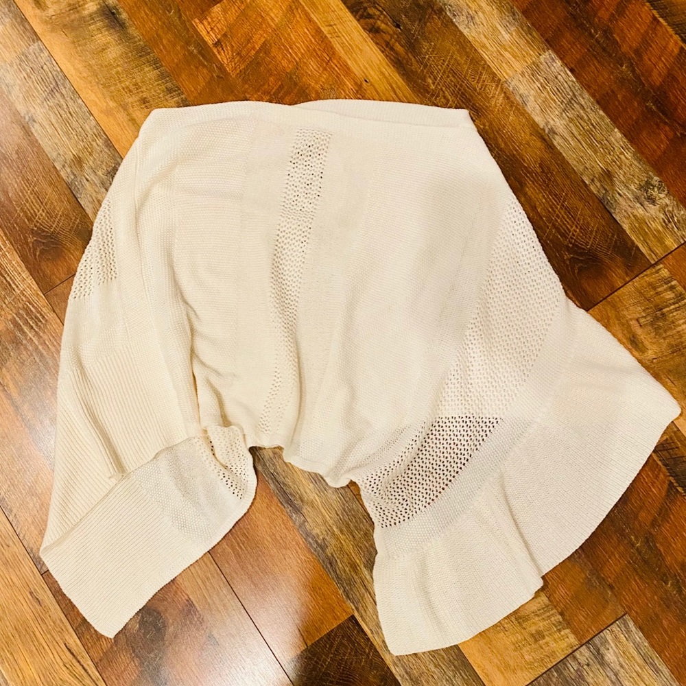 ANTHROPOLOGIE Padma Knit Poncho Ivory M/L - Picture 4 of 7